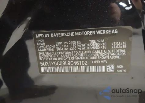 2020 BMW X3 xDrive30I from USA, damaged, VIN 5UXTY5C08L9C46102